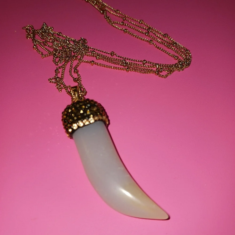 Crystal pave horn necklace